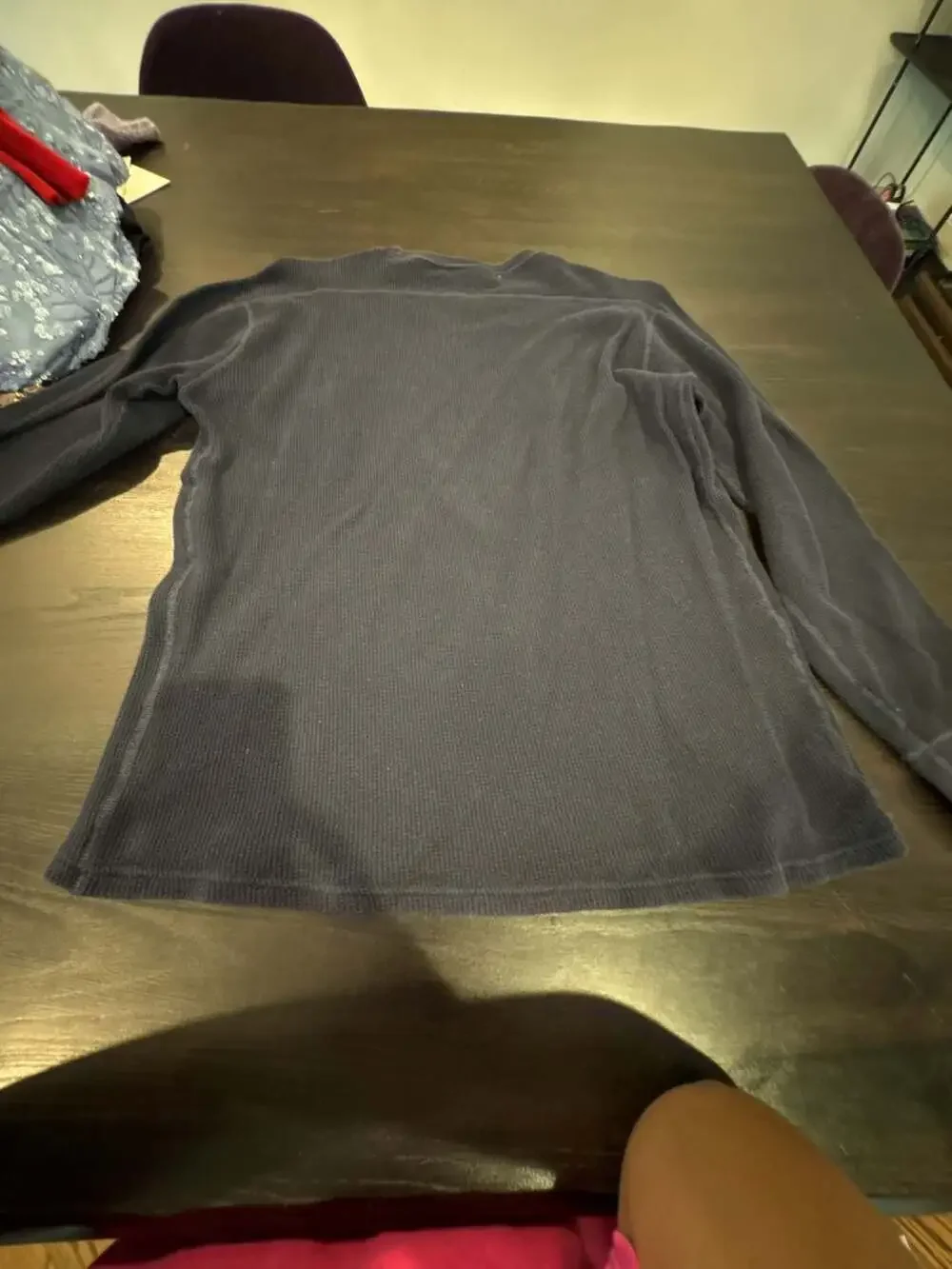 Ralph Lauren Sleepwear Waffle Knit Thermal Long Sleeve Crew Neck Tee XL Navy